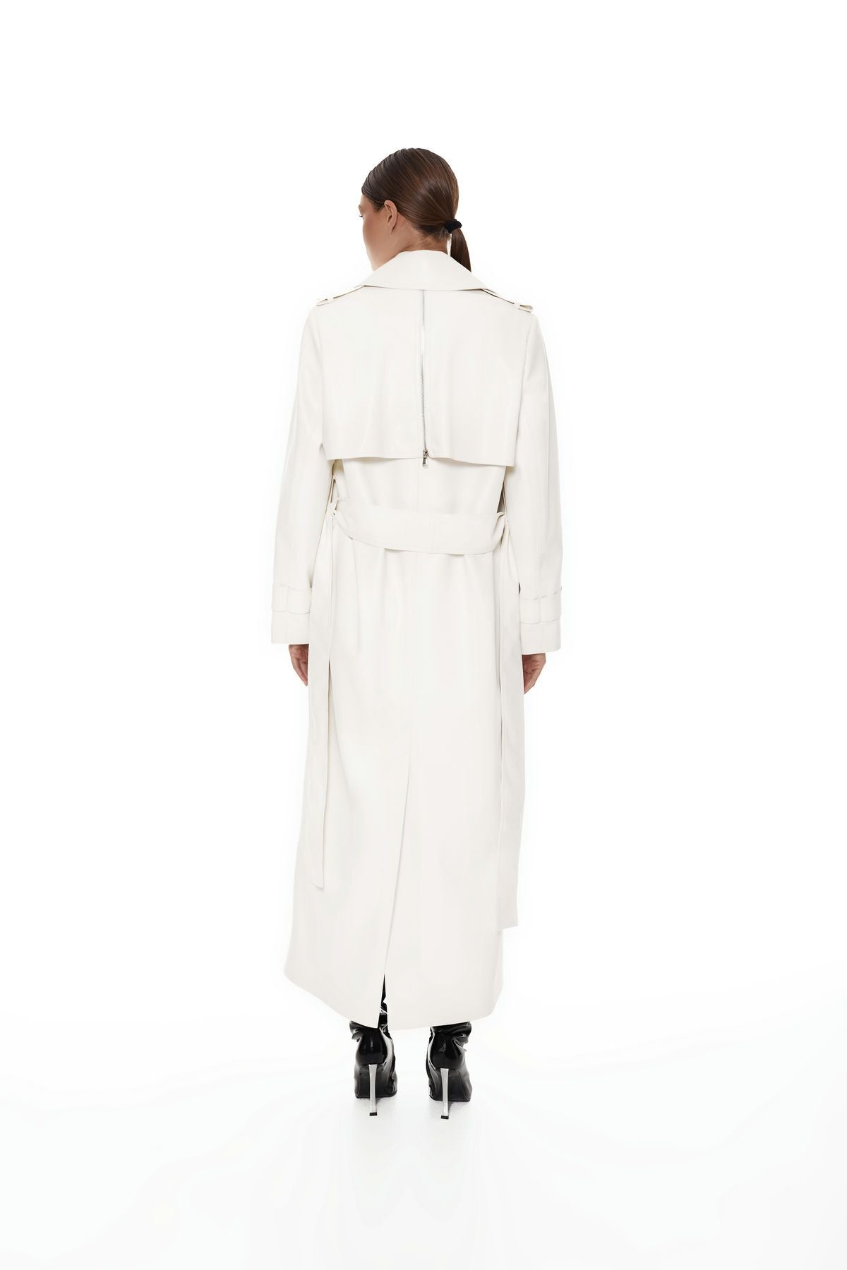 Öko-Leder-Mantel, Weiß