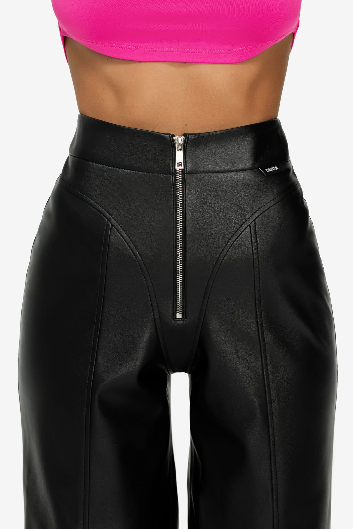 Hose aus Öko-Leder, Schwarz