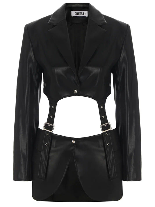 Jacke mit Akzentriemen aus Ökoleder