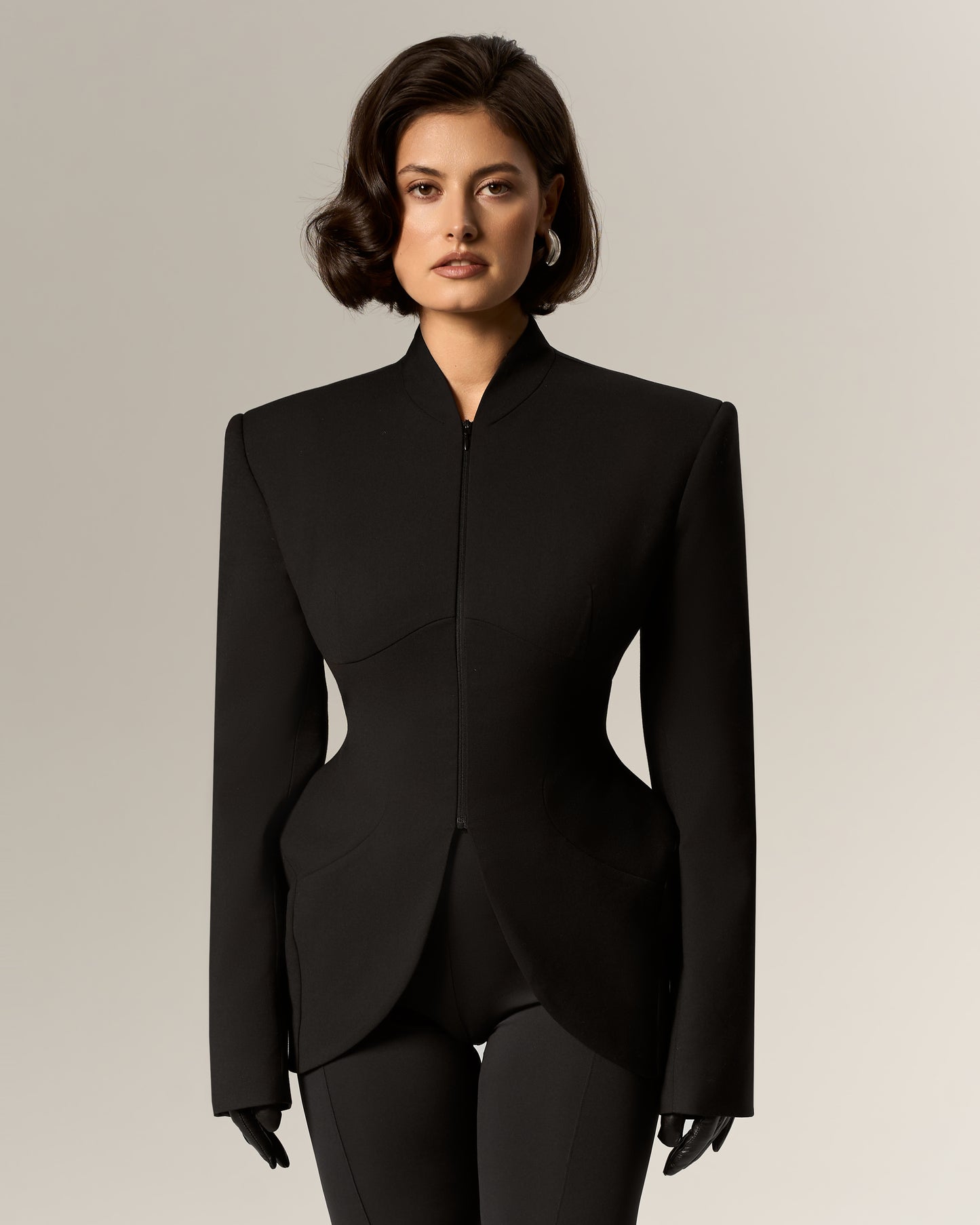 Jacket with accent line at the hips