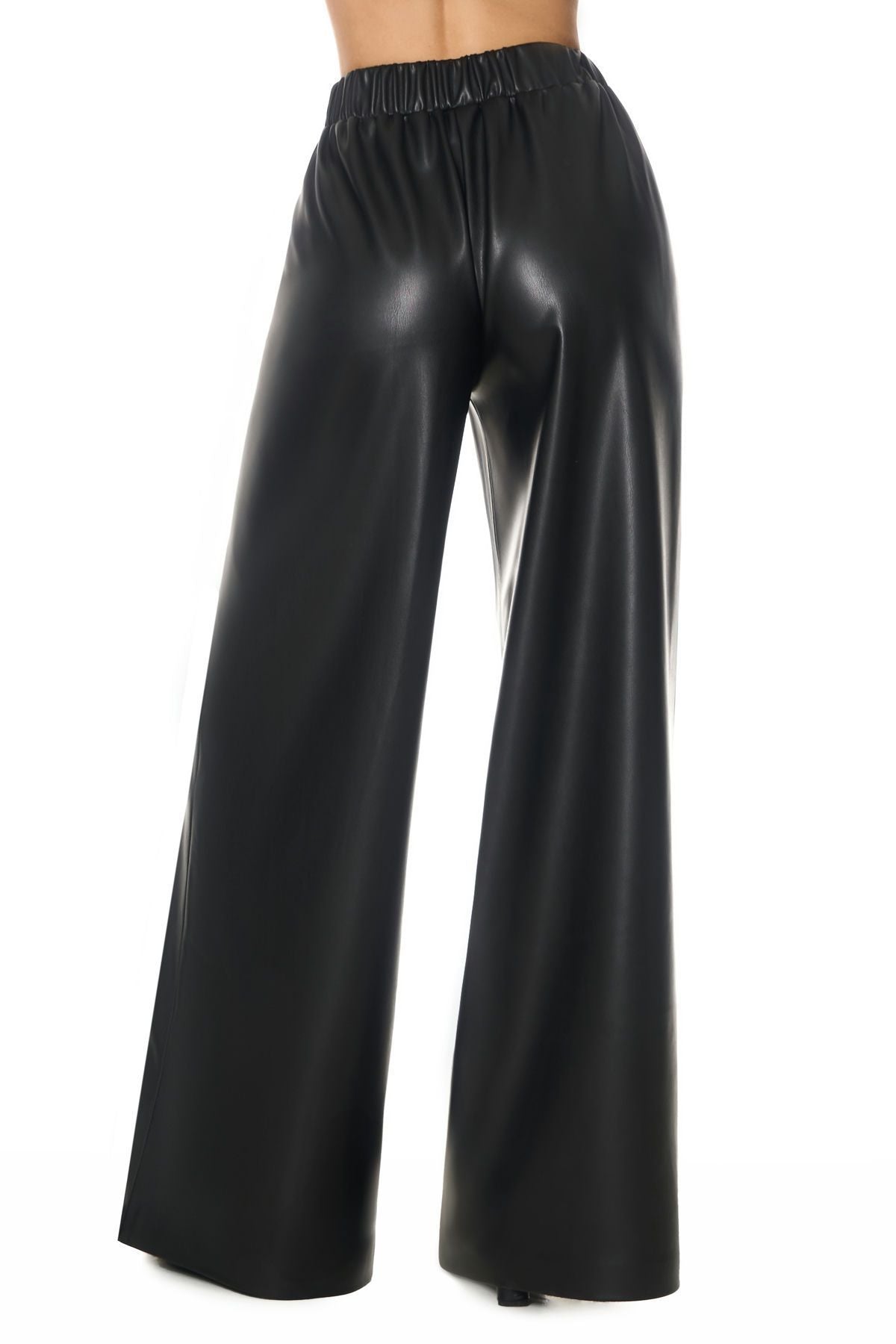 Straight-cut faux leather trousers
