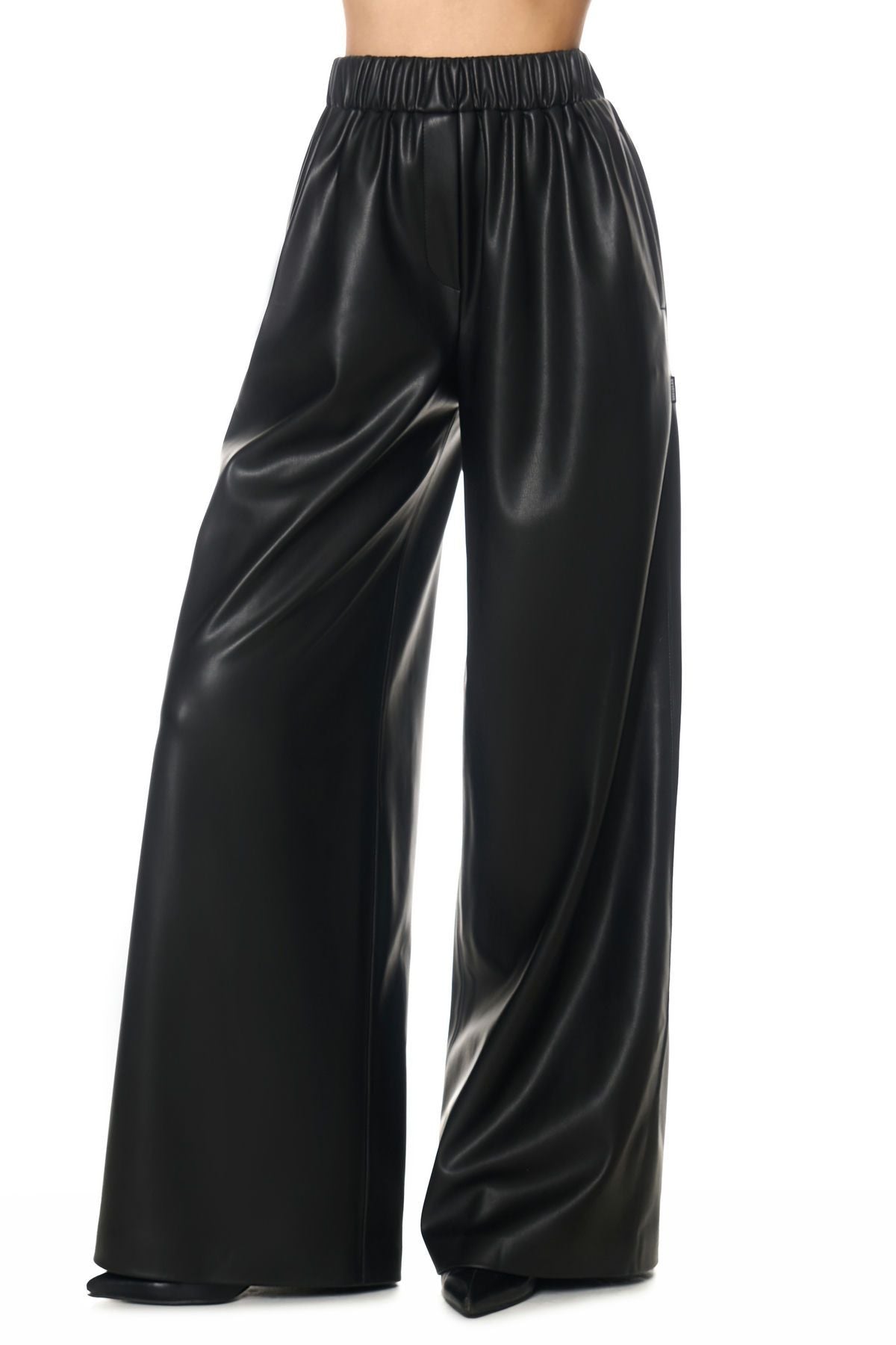 Straight-cut faux leather trousers