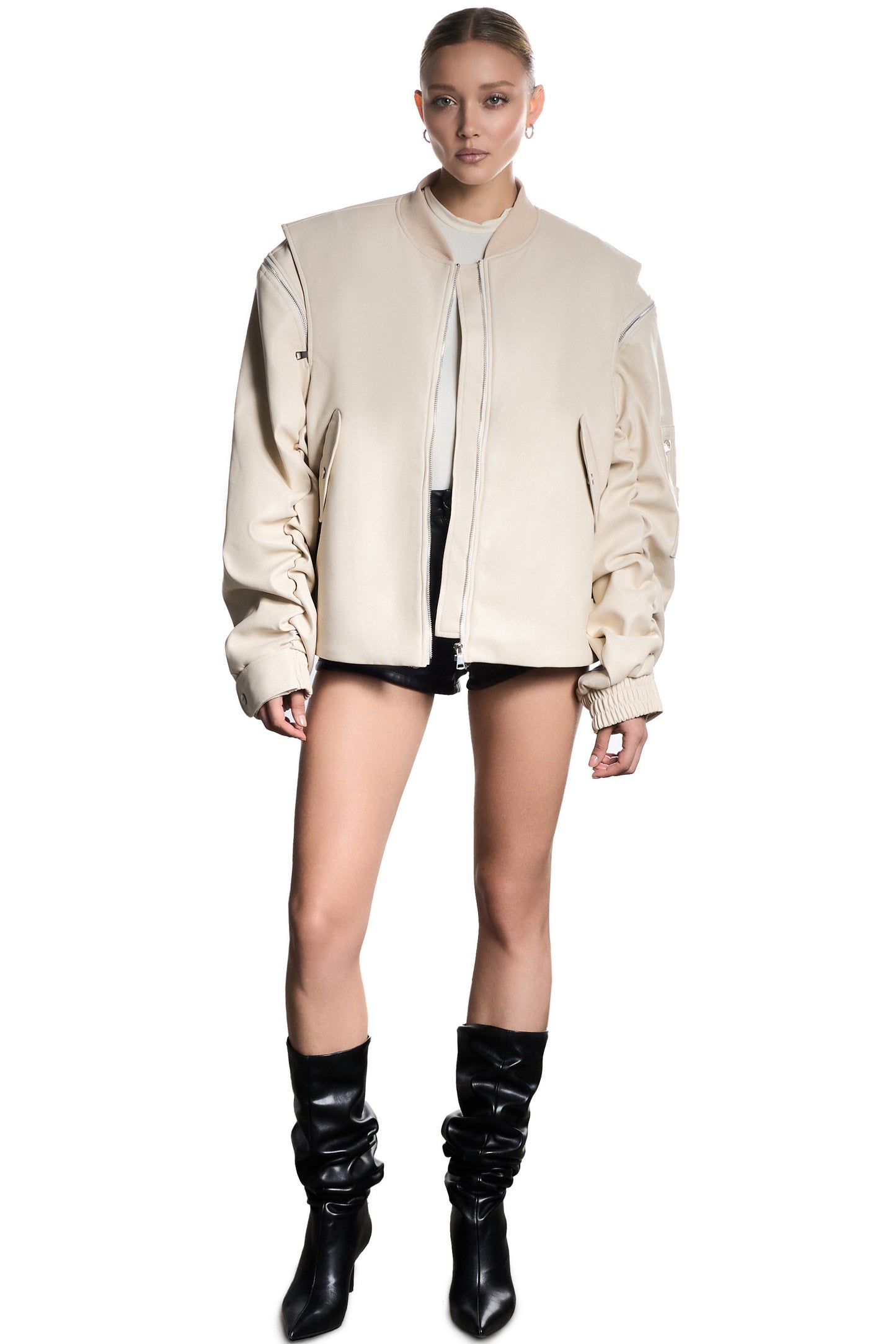 Bombenjacke aus Öko-Leder, Milky