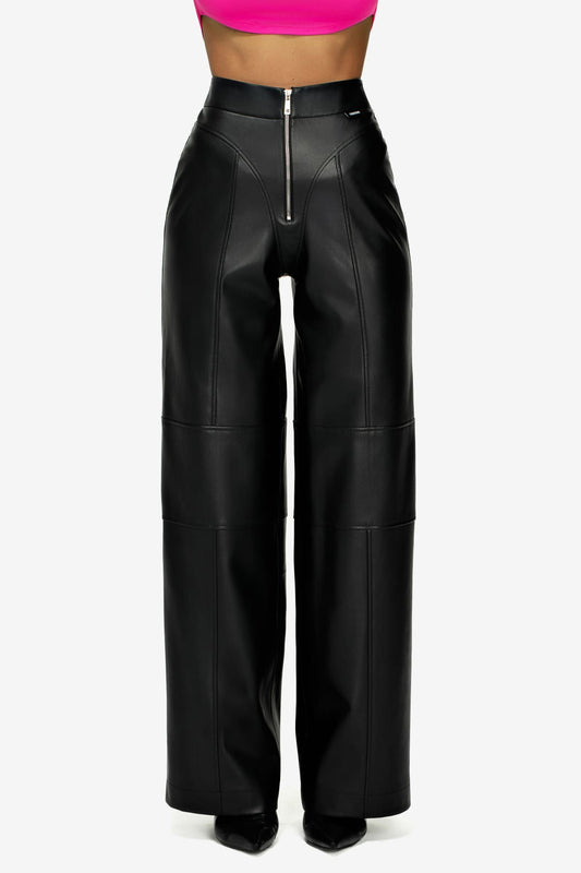 Hose aus Öko-Leder, Schwarz