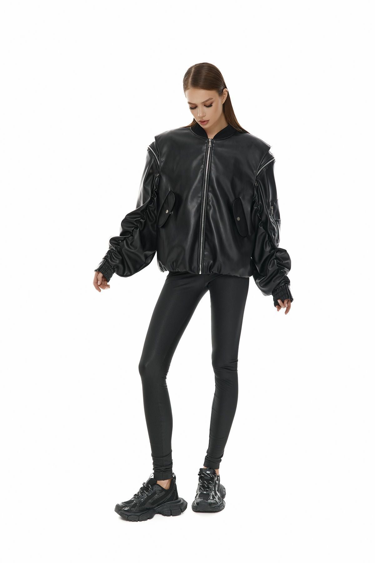 Bombenjacke aus Öko-Leder, Black