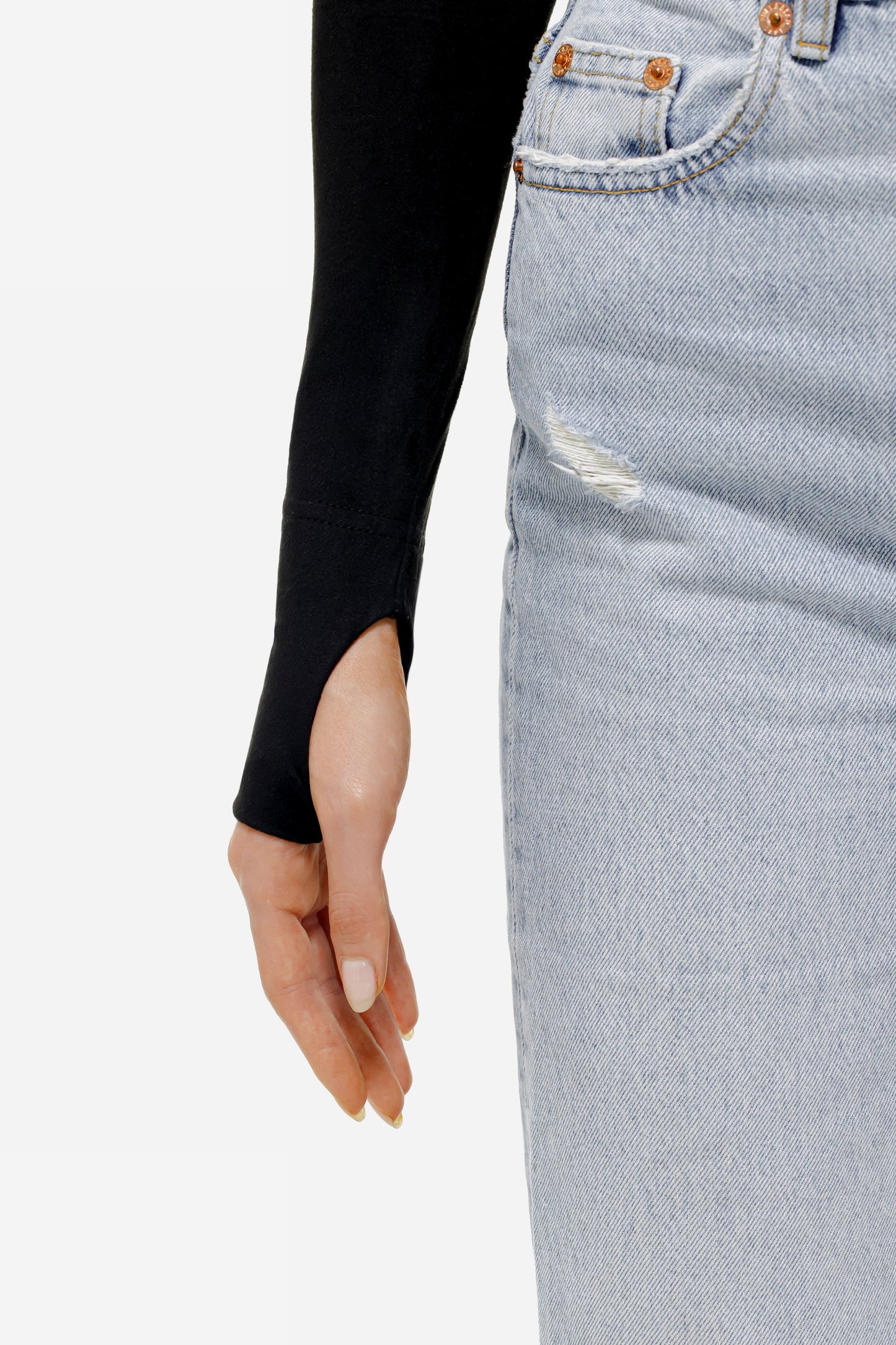 Top aus weichem Veloursleder, Schwarz