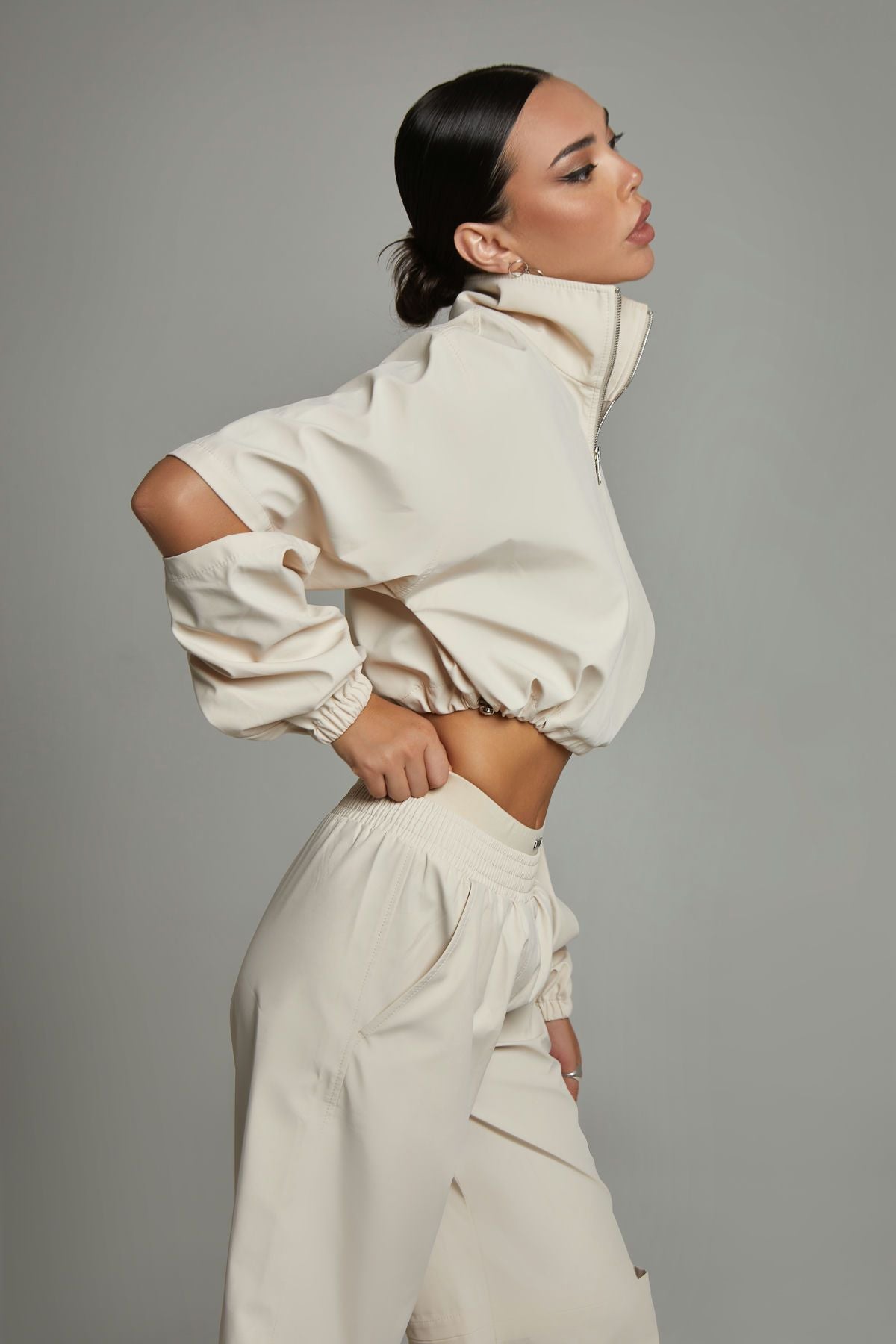 Geschlitzter Anorak, Beige