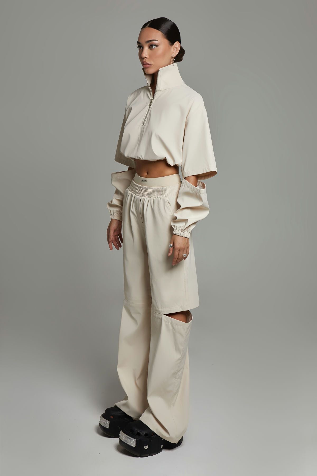 Geschlitzter Anorak, Beige