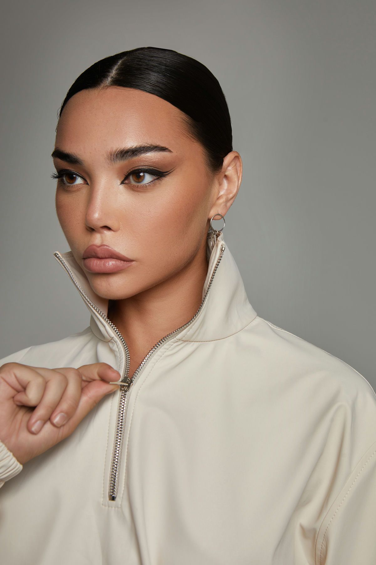 Geschlitzter Anorak, Beige