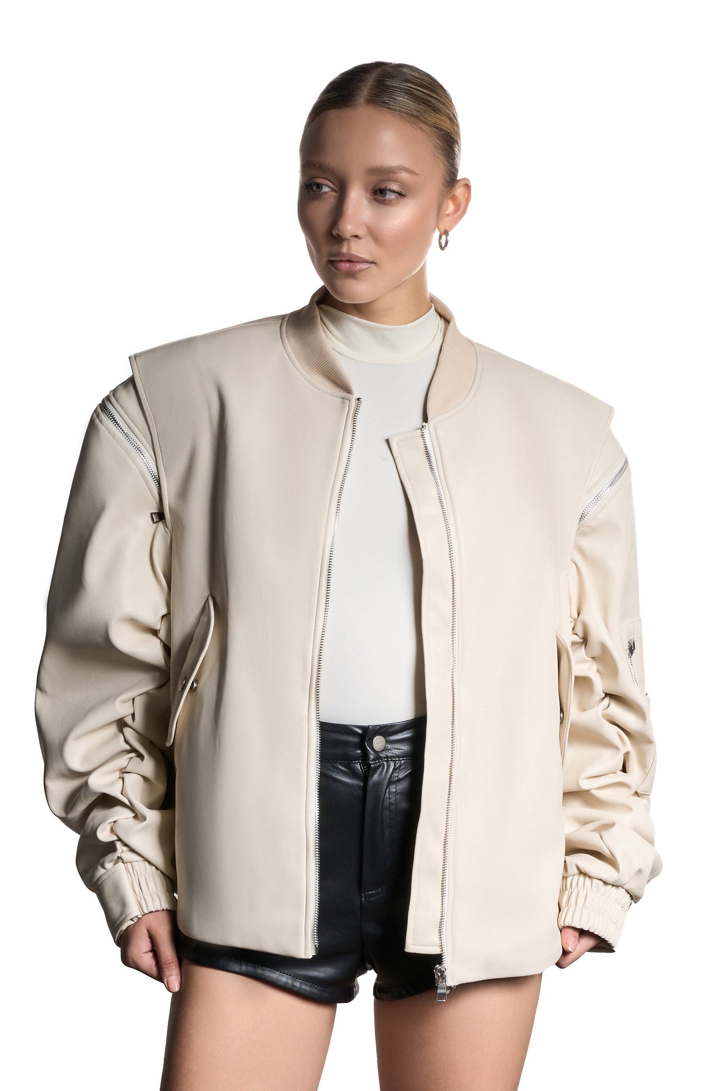 Bombenjacke aus Öko-Leder, Milky