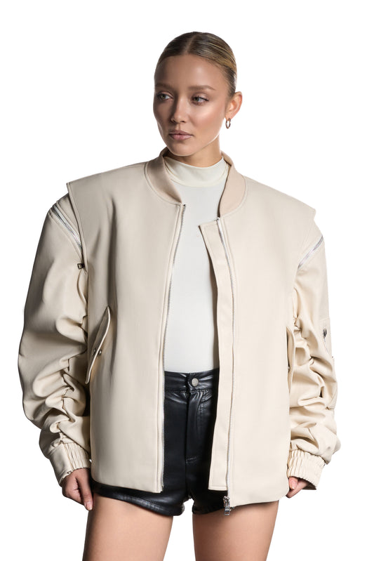 Bombenjacke aus Öko-Leder, Milky