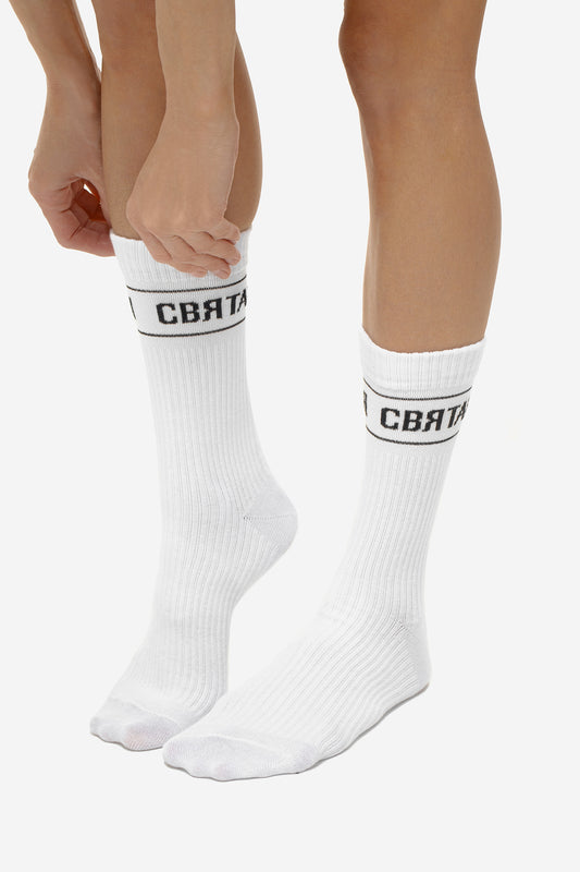 Socks with the SVYATAYA logo